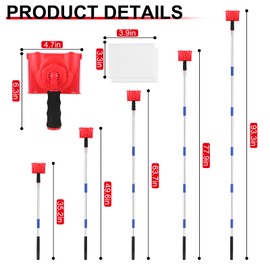 6-Section Paint Edger Tool with Threaded Extension Rod | Adjustable Paint Pad Applicator for Walls, Ceilings, Trim, Baseboards | Paint Edger Brush with 2 Refill Pads (35-93 Inches)
