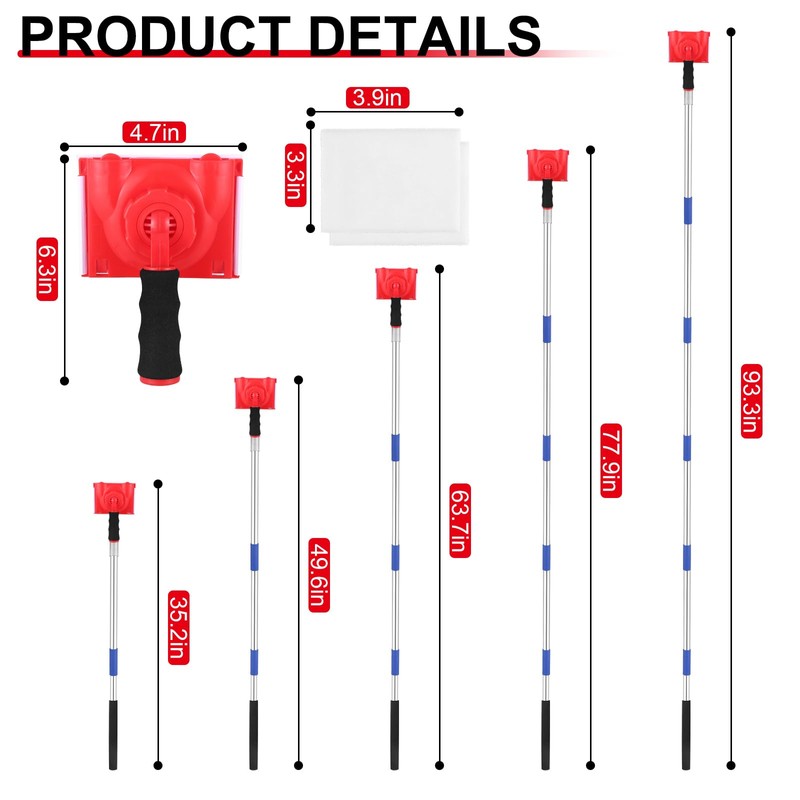 6-Section Paint Edger Tool with Threaded Extension Rod | Adjustable