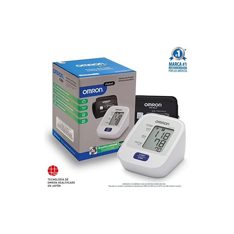 OMRON Baumanómetro automático de brazo HEM-7120 compatible con app OMRON