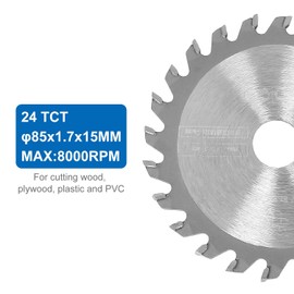 3-3/8 Inch Circular Saw Blade Set Diameter 85mm, 4-Pieces Metal Cutting Circular Saw, TCT/HSS/Diamond Saw Blades for Wood, Plastic, Metal, Tile Cutting, 3/5 Inch Arbor