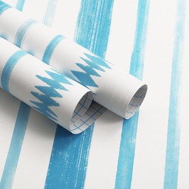 Timeet Indigo Blue and White Wallpaper Peel and Stick Wallpaper Modern Line Wallpaper 17.3"x197" Self Adhesive Removable Wallpaper for Bedroom Living Room Decor