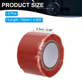PATIKIL Grip Tapes for Handles 1" x5ft,2 Roll Self Fusing Silicone Tape for Bike Handles Pull Up Bars Gym Equipment Plumb/Hose/Pipe Leaks Emergency, Red