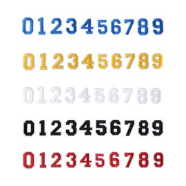 LINTRA Pack of 50 Iron On Numbers Embroidery Patches for Jacket, Numbers 0-9 Iron-On Patches, 5 Colours Iron-On Patches, for Clothes, Bags, DIY Decoration