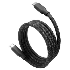 BoxWave Cable Compatible with OBSBOT Tiny 2 Lite - SnapWrap PD Cable (3ft) - USB-C to USB-C (240W), Type C Magnetic Coil Braided Charge Sync - Jet Black