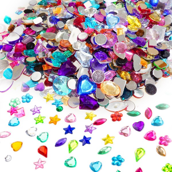 1200PCS Acryl Strasssteine Bunt Schmucksteine Set Glitter Künstliche Edelsteine Multicolor