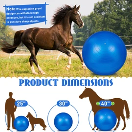 2 Pcs 40 Inch Horse Ball for Play Large Horse Ball Big Herding Ball for Horse Anti Burst Horse Soccer Ball Giant Horse Play Ball Toys for Horses to Play with, Pump Included (Blue, 40 Inch)