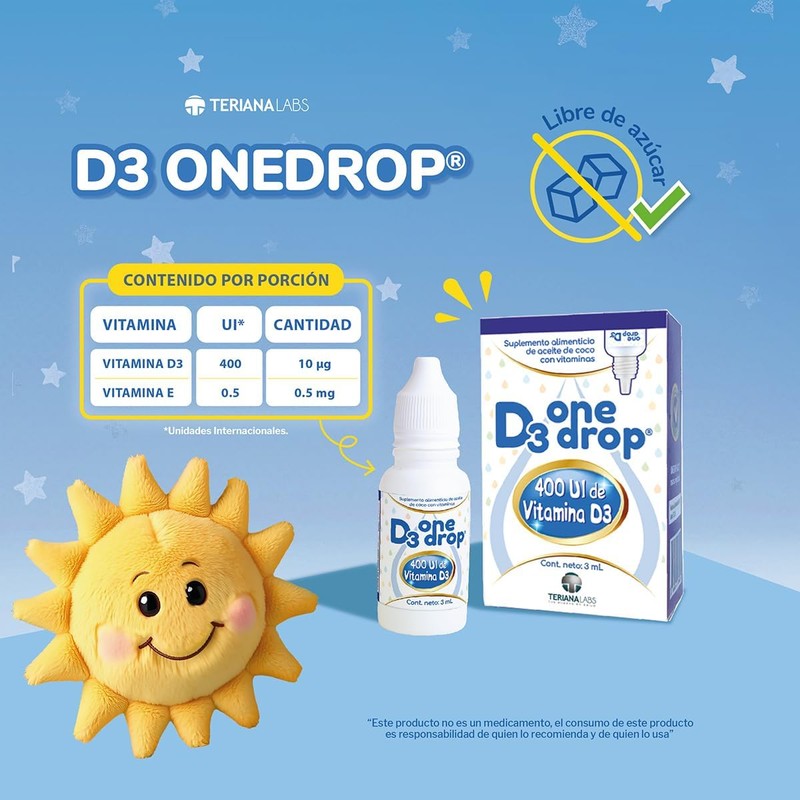 Vitamina D3 ONEDROP frasco con 3 mL, 400 UI