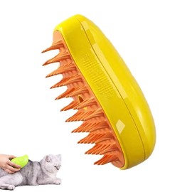 Generic 3 In1 Steamy Cat Brush for Massage,Multifunctional Cat Dog Hair Brush for Removing Tangled and Loose Hair, Pet Grooming Brush Hair Removal Comb for Cat and Dog, Yellow