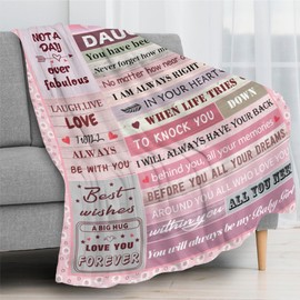 Daughter Blanket, Daughter Gift from Mom Dad, Birthday Gifts for Daughter, Unique Soft Girls Throw Blanket Gifts for Graduation Christmas, Pink Warm Comfy Flannel to My Best Daughter Blankets 60"X50"