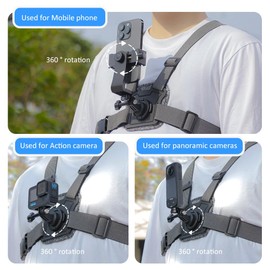 elinigo Smartphones Chest Mount Harness Strap Holder for OSMO Pocket 2/3, Hero 12,11,10,9,8,7, 6, 5, Insta360 One X4/X3/X2/X Action Cameras