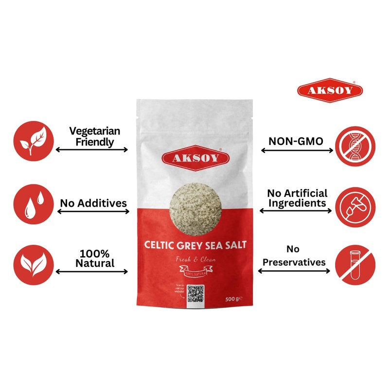 Aksoy Celtic Grey Sea Salt Coarse 500g Natural Mineral-Rich Sea
