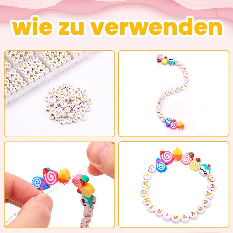 DIYDEC 1400 Pieces Golden Alphabet Beads, 7 mm Acrylic Round