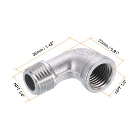 sourcing map 304 Stainless Steel 90 Degree Elbow Fittings NPT 1/4 Female x NPT 1/4 Male Threaded Adapter Pipe Fitting for Connecting Water Pipe Air Hose PVC Tube Cast Coupling