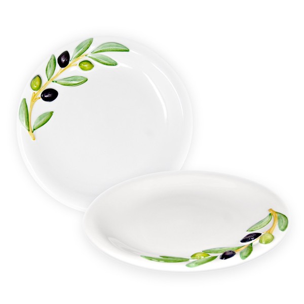 Lashuma Set of 2 Round Ceramic Plates, Double Pack, Handmade