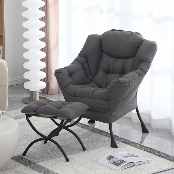 MBOOYOME MBOOYOME Lazy Chair with Ottoman, Modern Soft Reading Chair