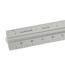 Alumicolor Architects 12" Aluminum Triangular Drafting Scale Left to Right Reading (3055-1)