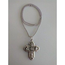Catholic 5 Way Cross 20" Chain Italy Medal Necklace