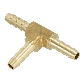PATIKIL 5/32" Barb Tee Fitting, 3 Way Union T-Shaped Brass Hose Barbed Fittings Intersection for Water Fuel Air Oil Gas