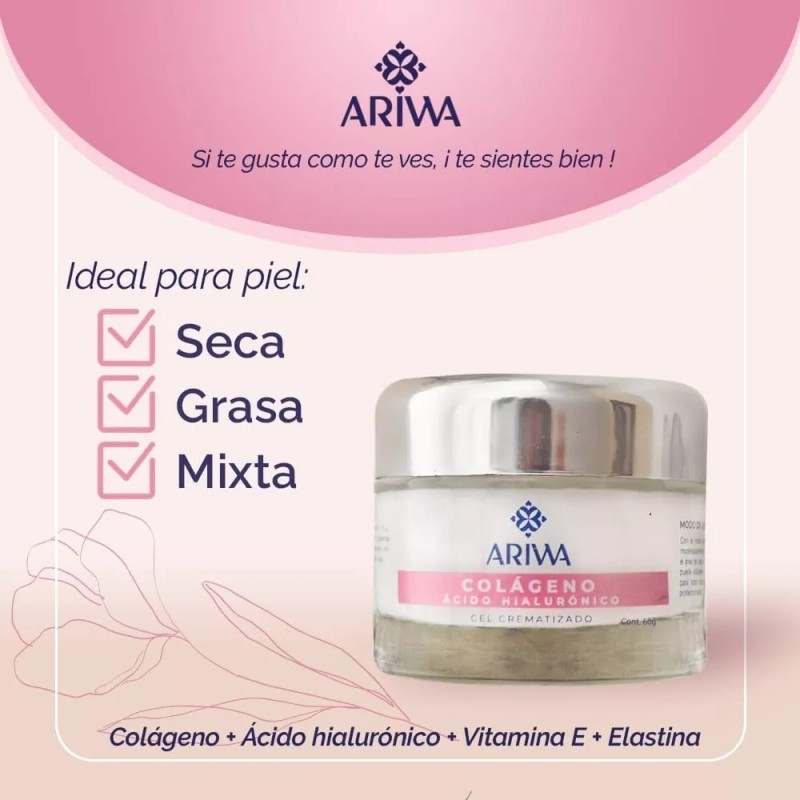 ARIWA Gel Crema Colágeno, Ácido Hialurónico, Vitamina E, Elastina.
