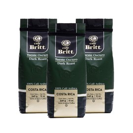 Café Britt® - Costa Rican Dark Roast Coffee (12 oz.) (3-Pack) - Whole Bean, Arabica Coffee, Kosher, Gluten Free, 100% Gourmet & Dark Roast