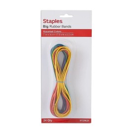 Staples Oversized Rubber Bands, 7" x 0.12", 24/Pack, Assorted Colors