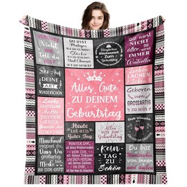 EUBSWA Birthday Gift for Women 150 x 130 cm, Gift Birthday Happy Birthday Decoration Blanket for Mum, Girls, Girlfriend, Sister, Girlfriend