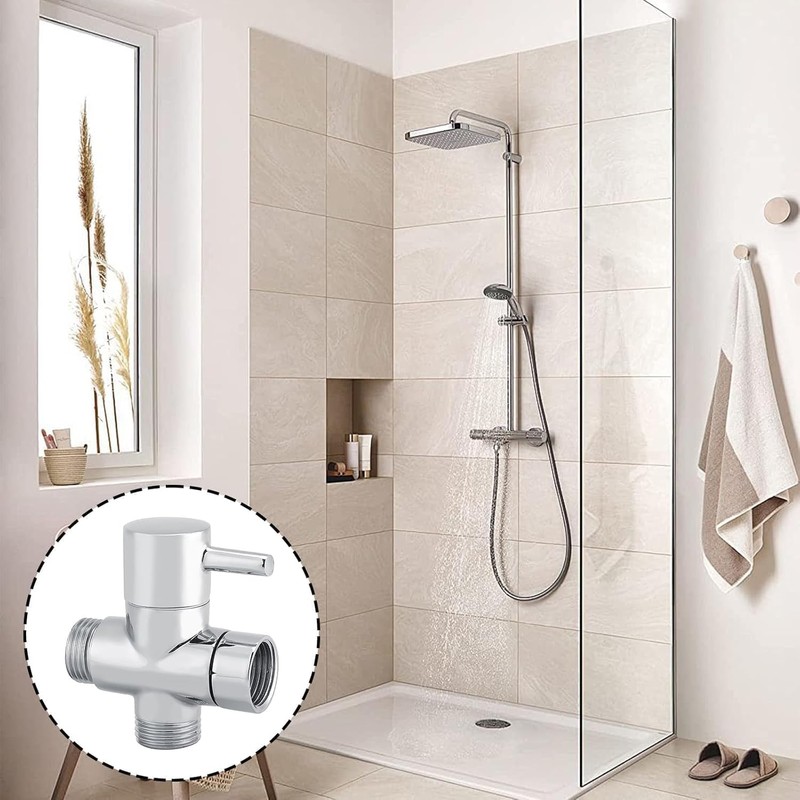 Shower Diverter Valve, G1/2" to G1/2" BSP T-Adapter 3-Way Tap
