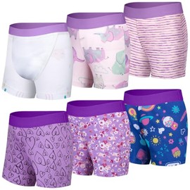 BIG ELEPHANT Set of 6 Kids Potty Training Panties - 100% Cotton Washable Boxer Style Training Panties for Boys and Girls, Rainbow, 4 Years