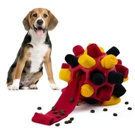 Larimuer Snuffle Ball for Dogs, Snuffle Rug Snuffle Toy, Interactive Dog Toy, Portable Pet Snuffle Ball Toy for Small Medium Dogs Pet (Black, Red, Gold)