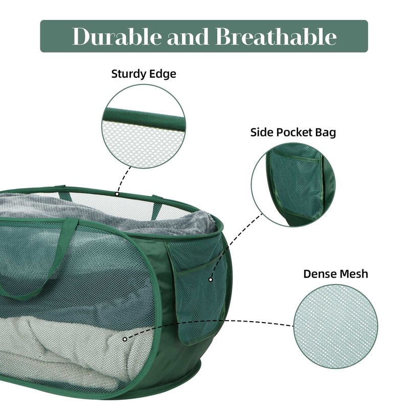 Sturdy Mesh Pop Up Laundry Hamper, Collapsible Laundry Baskets with