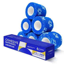 RISEN Cohesive Bandage 2” x 5 Yards, 6 Rolls, Self Adherent Wrap Medical Tape, Adhesive Flexible Breathable First Aid Gauze Ideal for Stretch Athletic