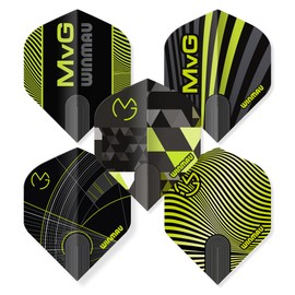 WINMAU - Michael Van Gerwen MvG Flight Collection - Dart Flights 5 Sets Per Pack (15 in Total) Extra Thick 100 Micron - Standard Shape Darts Flights - Professional Darts Accessories