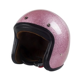 Harssidanzar Retro Motorcycle Helmet 3/4 Open Face Helmet Vintage Style for Men Women, DOT Approved CU601, Sparkling Pink, Size XL