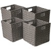 Foldable Synthetic Plastic Wicker Storage Basket with Iron Wire Frame