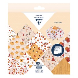 Clairefontaine 95379C - 60 fogli di carta Origami 70g/m², 3 misure: 10x10cm, 15x15cm, 20x20cm, 10 Motivi colori assortiti 2 fogli per misura ), Hobby creativi per adulti, Autunno
