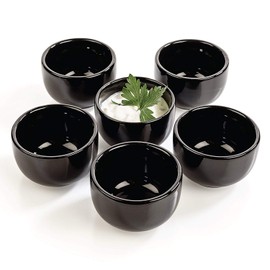 Urban Lifestyle 6 x Round Sauce Bowls Black Kuro (6 x 6 x 3.6 cm) A-to-B-Ware (Small Glaze Defects May Occur)