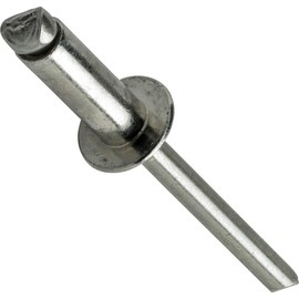 Fastenere Pop Rivets - 3/16" x 3/16" (50pcs) Heavy Duty, Open-End, Stainless Steel, Dome-Head Blind Rivets, Corrosion-Resistant, High Tensile & Shear Strength, 6-3 Gap 0.126"-0.187"