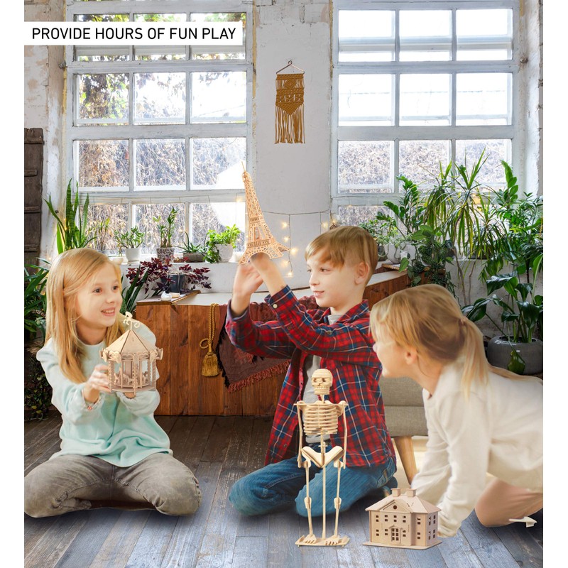 Puzzled 3D Puzzle Human Skeleton Wood Craft Construction Model Kit,