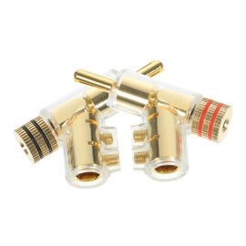 COHEALI 2Pcs Gold Plated Banana Plug Adapter for Speaker Wire Right Angle Connector for Amplifier Sound System Solder Design High Fidelity Audio Quality