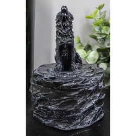 Ebros Single Howling Gray Alpha Wolf Mini Rounded Jewelry Decorative Box