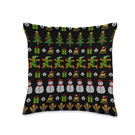 Xmas Animals Ugly Christmas Gift Idea Ugly Christmas Tree Elf Snowman Sleigh Santa Claus Xmas Throw Pillow, 16x16, Multicolor