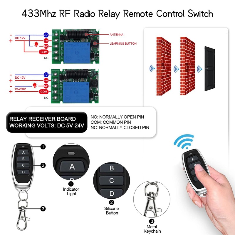 433 MHz RF Wireless Remote Control Switch 12 V Wireless