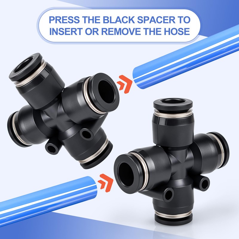Bwintech 5 Pcs 4 Way 10mm OD Tube Straight Push