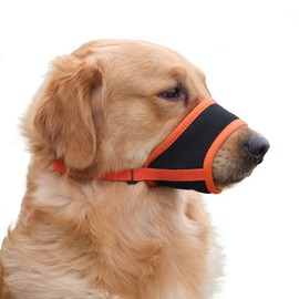 Dog Muzzle Soft and Breathable Prevents Barking, Chewing and Biting Adjustable Straps and Mesh Fabric, Allows Panting and Drinking Pet Supplies for Small, Medium and Large Dogs (Orange,M)