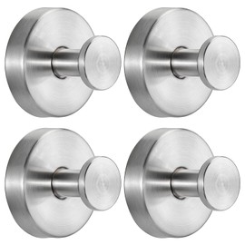 Fenas Suction Cup Hooks for Shower Bathroom Hooks for Towels, Robes, Loofah – Mountable on Bathroom Walls, Kitchen, Glass, Mirrors, Tile and Other Smooth, Non-Porous Surfaces Brushed Nickel 4 Pack