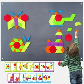 EDDJOND Shape Felt Board for Toddlers Teaching Story Board Set, Large 3.5 Ft Felt Toys Flannel Parent-Child Interactive Game Felt Board Pieces 123 PCS
