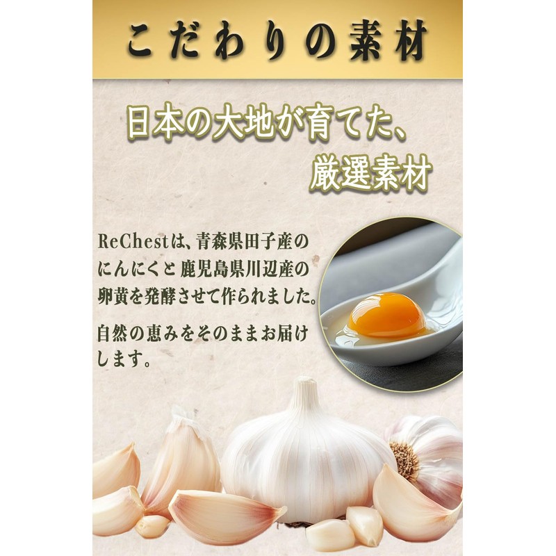 植物性乳酸菌 【リチェスト】 にんにく卵黄 すべて国産原材料 1袋/62粒入り 約1ヵ月分 梅の花由来乳酸菌 １粒40億個以上配合 国内製造