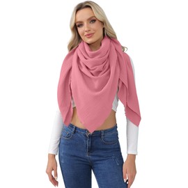 WELROG 100% Cotton Scarf for Women Winter Neckerchief Women's Scarf Made of 51 x 51 Inches Plain Warm Scarf Women's Winter Scarf Muslim Headscarf, pink