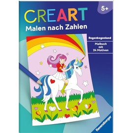 Ravensburger CreArt Malen nach Zahlen ab 5: Regenbogenland, Malbuch, 24 Motive
