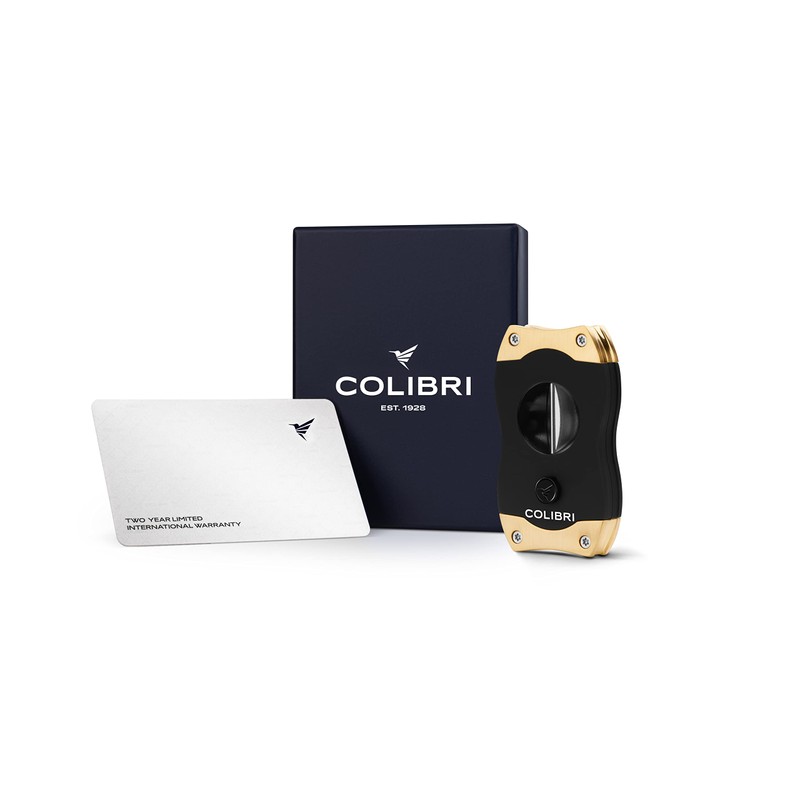 Colibri V-Cut Cigar Cutter | Black with Gold Accents |